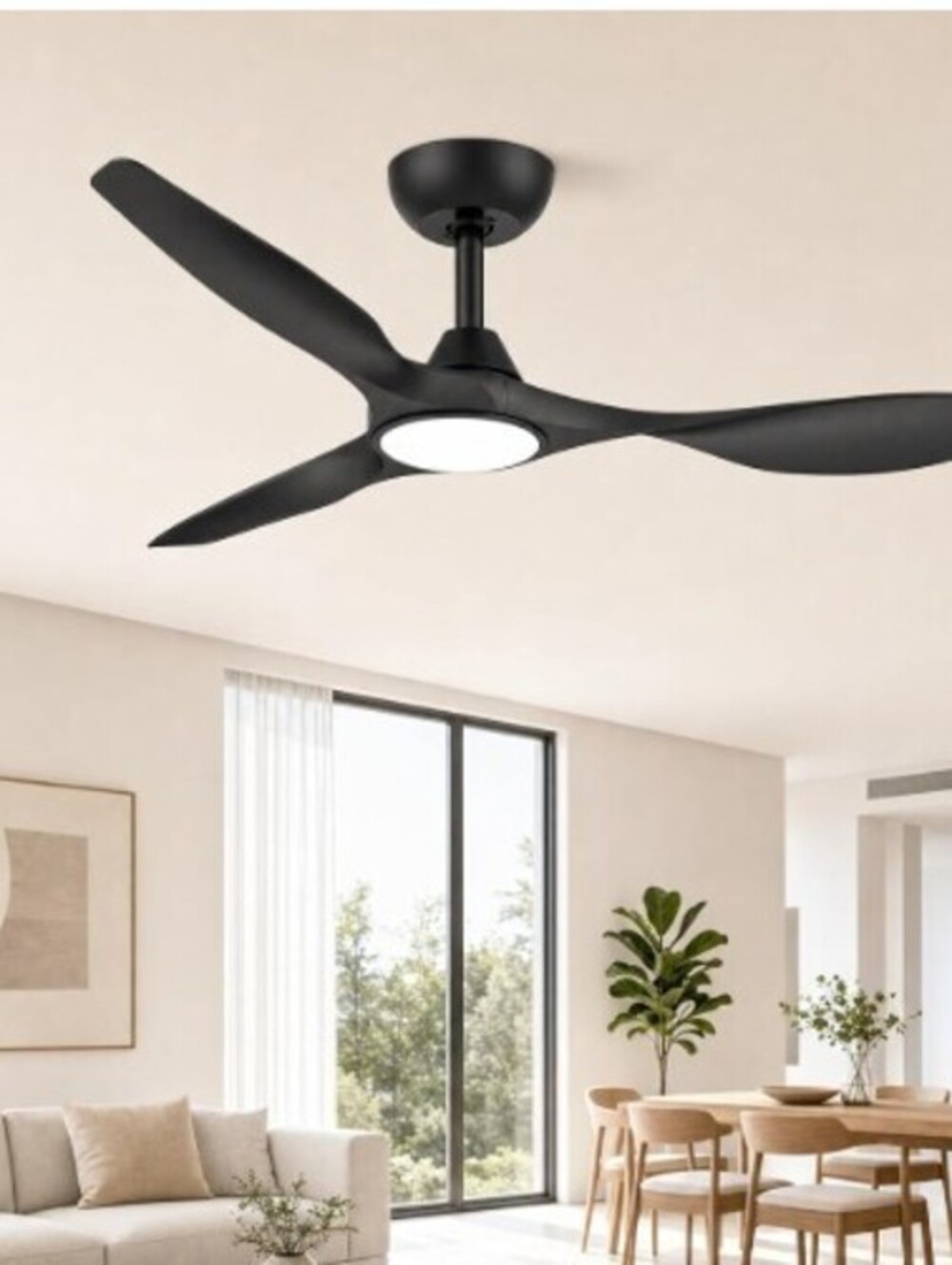 CEILING FAN-42"-3 BLADE-W/LGHT-BLK